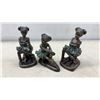 Image 4 : Collection of 12 Bronze-Effect Ballerina Figurines in Green Tutus, Various Poses