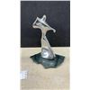 Image 3 : Hoselton Sculpture Aluminum Figure on Marble Base & Polished Aluminum Sailboat Figurine, Signed.