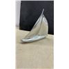Image 6 : Hoselton Sculpture Aluminum Figure on Marble Base & Polished Aluminum Sailboat Figurine, Signed.