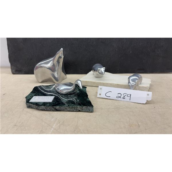 Hoselton Sculpture Collection: Loon, Polar Bears & Wolf, Signed John Hoselton, Made in Canada and