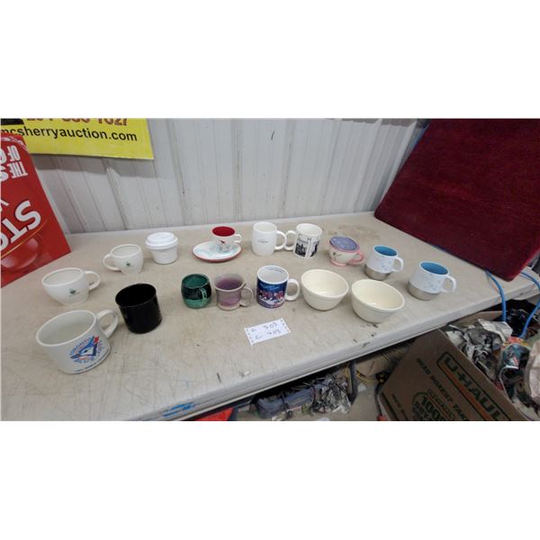 Assorted Ceramic Mugs & Bowls Incl. Starbucks, Toronto Blue Jays, Decorative Designs - Approx 15 Pc
