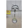 Image 1 : Art Deco Chrome Floor Ashtray Stand with Greyhound Dog Handle & Onyx Accent