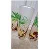 Image 4 : Set of 8 Vintage Frosted Glass Tiki/Tropical Highball Glasses with Caveman & Palm Tree Design
