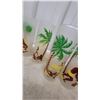 Image 5 : Set of 8 Vintage Frosted Glass Tiki/Tropical Highball Glasses with Caveman & Palm Tree Design