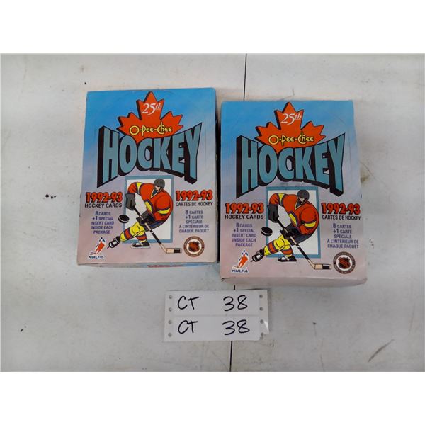 O-Pee-Chee 1992-93 Hockey Cards, 2 Boxes, 25th Anniversary Edition, 36 Packs, 8 Cards + 1 Insert
