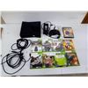 Image 1 : Xbox 360 S Console with Controller, Media Remote, Power Supply, Cables & 8 Games
