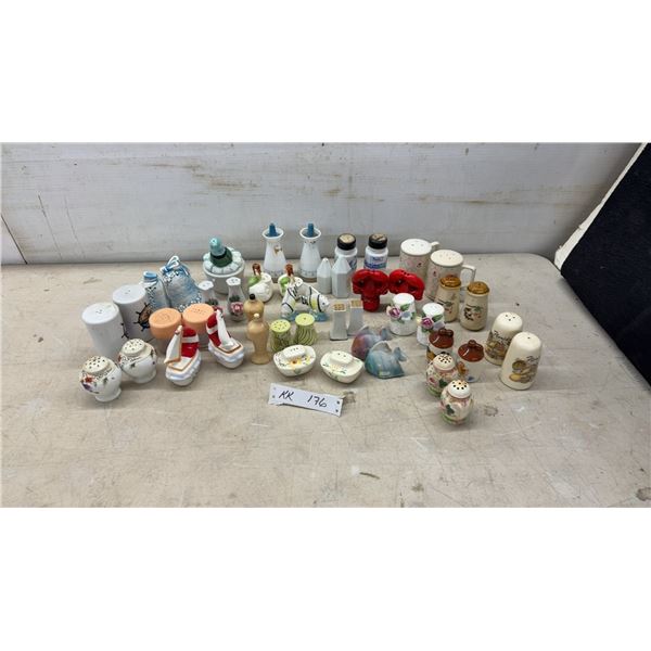 Collection of 24 Sets Vintage Ceramic & Glass Salt - Pepper Shakers, Various Designs