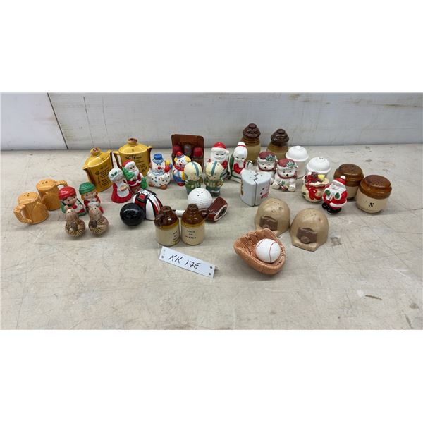 Vintage Ceramic Salt and Pepper Shaker Collection, Assorted Holiday and Novelty Designs