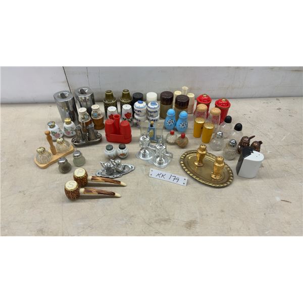 Collection of Vintage Salt and Pepper Shakers, Various Styles and Materials