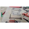 Image 3 : Assorted Hand Tools: Adjustable Wrenches, Pipe Wrench, Tin Snips, Pliers, Wire Cutters, Scissors