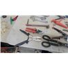 Image 4 : Assorted Hand Tools: Adjustable Wrenches, Pipe Wrench, Tin Snips, Pliers, Wire Cutters, Scissors