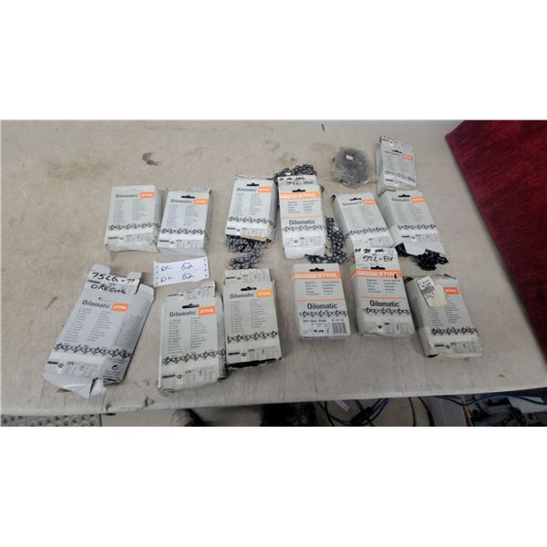 STIHL Oilomatic Chainsaw Chains, Assorted Sizes, Lot of Approximately 14