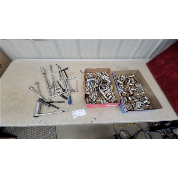 Assorted Socket Wrenches, Ratchets, Breaker Bars, Extensions & Loose Sockets -1/4 1/2 3/8