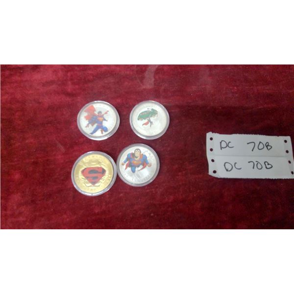 Royal Canadian Mint Superman 75th Anniversary Coin Set, 4 Colorized Coins w/ Capsules