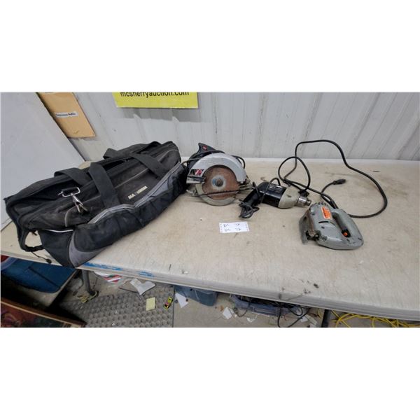 Skilsaw 2.3HP Circular Saw, Black & Decker Jigsaw, Corded Drill & Maximum Tool Bag