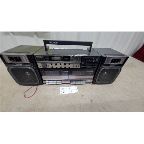 Sony Dual Cassette Boombox with AM/FM Radio and Detachable Speakers