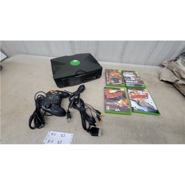 Original Xbox Console with Controller, Av Cables, Power Cord & 4 Games