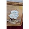 Image 2 : Framed Oil Painting of Sailing Ship at Sea, Gold Ornate Frame, Signed, 19 x 23"