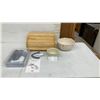 Image 1 : Kuhn Rikon Clear Cookie Press with Decorating Tips, Wooden Bread Bin, Two Ceramic Mixing Bowls