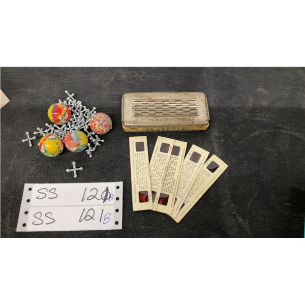 Stori-Views Stereoscope Slides, Jacks Game Set with Rubber Balls, M. Hohner Harmonica