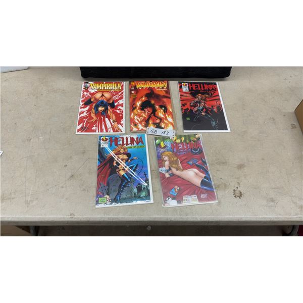5 Vampirella & Hellina Comic Books: Issues #1, Commemorative Edition, Strikes Annual