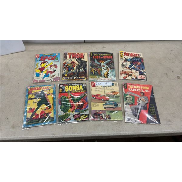8 Vintage Comic Books - Avengers #50, Thor, Enemy Ace, Top Cat, Hot Rods, Man from UNCLE, $0.12