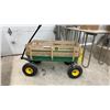 Image 1 : John Deere Steel Wagon with Wooden Side Rails and Pneumatic Tires with Yellow Rims