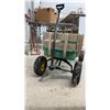 Image 2 : John Deere Steel Wagon with Wooden Side Rails and Pneumatic Tires with Yellow Rims