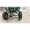 Image 3 : John Deere Steel Wagon with Wooden Side Rails and Pneumatic Tires with Yellow Rims