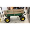 Image 4 : John Deere Steel Wagon with Wooden Side Rails and Pneumatic Tires with Yellow Rims