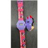 Image 8 : Vintage: Minnie Mouse Kids Digital Watch with Flip-Top Cover, Pink/Purple Plastic Band (Needs