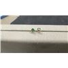 Image 3 : 10 K Gold Stud Earrings with Round-Cut Green Emerald Style Gemstone in Four-Prong Settings