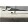 Image 4 : 10 K Gold Stud Earrings with Round-Cut Green Emerald Style Gemstone in Four-Prong Settings