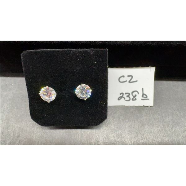 Platinum Plated 2.0ct Each Simulated Diamond (CZ) Stud Earrings with Butterfly Backs