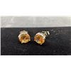 Image 5 : New Platinum Plated 2.0 Ct Each Champagne Simulated Diamond (CZ) Stud Earrings, Round Cut