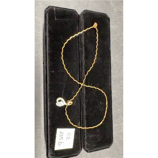 New 18K Gold-Plated 24.0 Mm Simulated Diamond (CZ) Inverted Heart Necklace Chain 18" Ling with