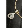Image 2 : New 18K Gold-Plated 24.0 Mm Simulated Diamond (CZ) Inverted Heart Necklace Chain 18" Ling with