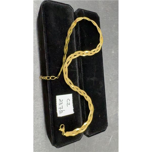 New 14K Gold Plated 9.0mm Triple Twisted Serpentine Necklace, Adjustable 18"-19.5" Long