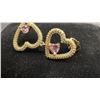 Image 6 : New 14K Gold Plated 1.0tcw Each Heart Cut Pink Simulated Diamond (CZ) Heart Dangle Earrings