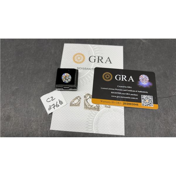 6.0 Carat Moissanite Lab Diamond, Round Brilliant Cut, GH-VVS1, GRA Certified. Tests Positive with