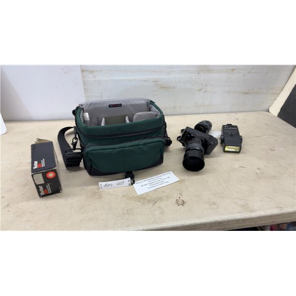 Minolta Maxxum 3xi Camera w/ 35-70mm & 80-200mm Lenses, Vivitar 283 Flash, Lowepro Bag