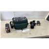 Image 1 : Minolta Maxxum 3xi Camera w/ 35-70mm & 80-200mm Lenses, Vivitar 283 Flash, Lowepro Bag
