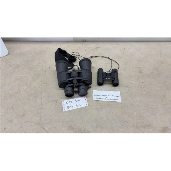Bushnell Compact 8 x 21 Binoculars & 10-30 x 50 Power Zoom Binoculars with Neck Straps