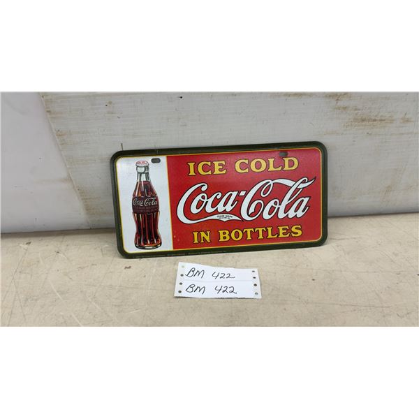 Coca-Cola "Ice Cold in Bottles" Decorative Metal License Plate, 2004 Reproduction