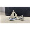 Image 2 : Polished Aluminum Nautical Figurine Collection - Sailboats, Whale, and Ghost Figures (6 Pieces)