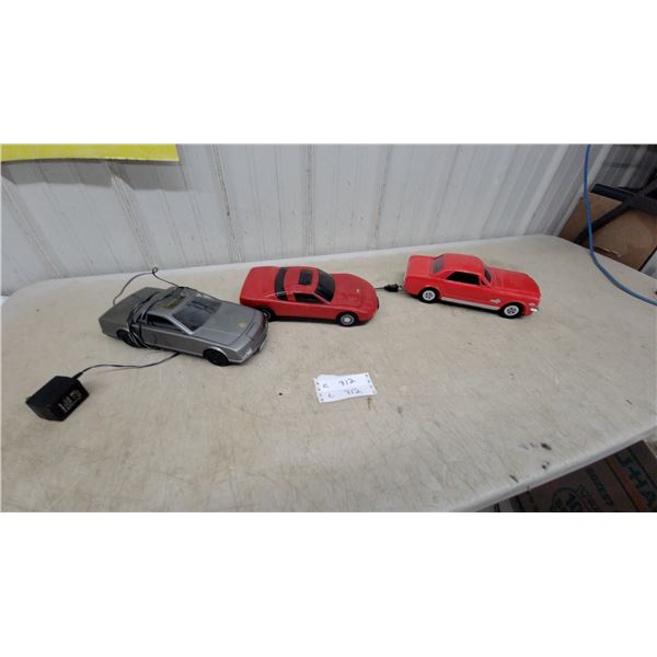 Lot of 3 VHS Rewinders Cars: Silver Porsche 928 w/Charger, Red Corvette, Red Camaro Z28
