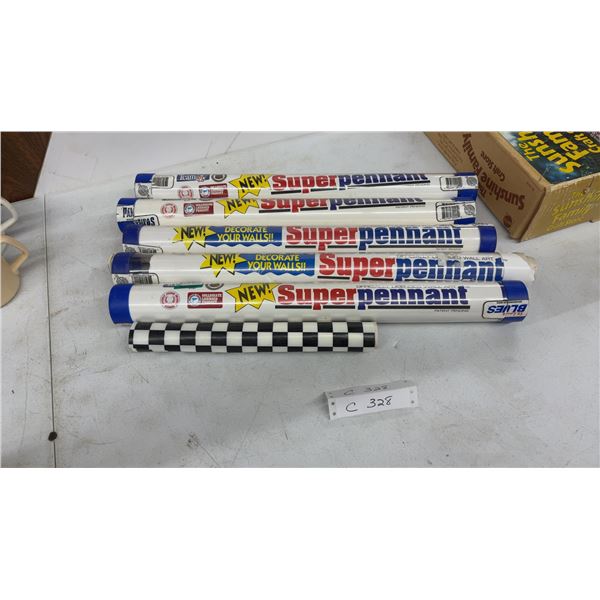 Universal Heights Super Pennant Sports Wall Art Lot of 5 - NFL, NHL, MLB Teams 20 x 49"