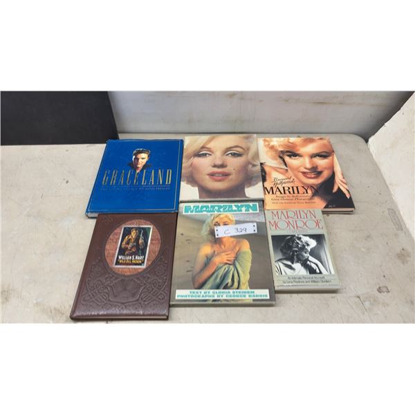 Collection of 6 Hollywood Books - Marilyn Monroe Biographies & Elvis Presley Graceland + Western