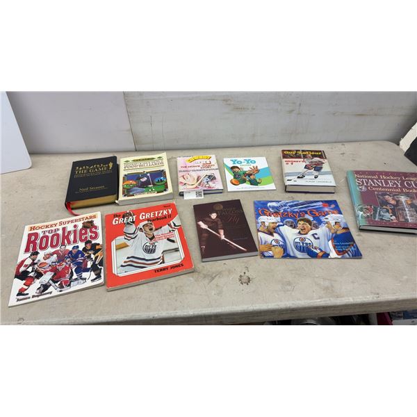 Collection of 10 Sports Books - Hockey, Billiards, Yo-Yo Tricks - Gretzky, Guy Lafleur, Stanley Cup