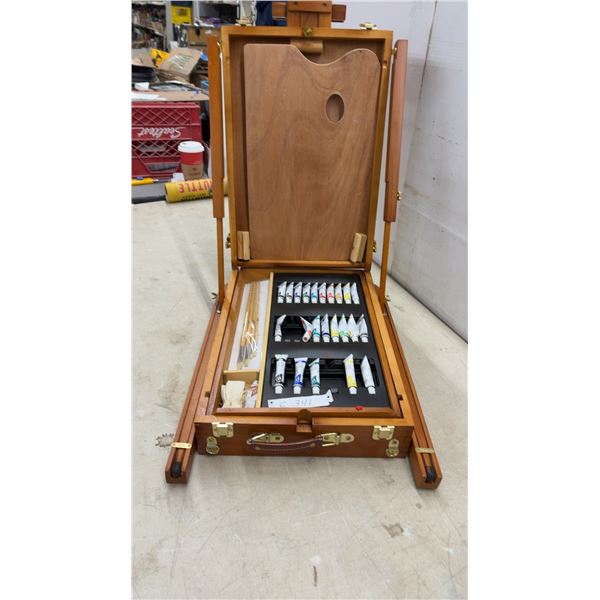 Art Studio by Spree Portable French Easel Box Set with Oil/Acrylic Paints, Brushes & Wood Palette